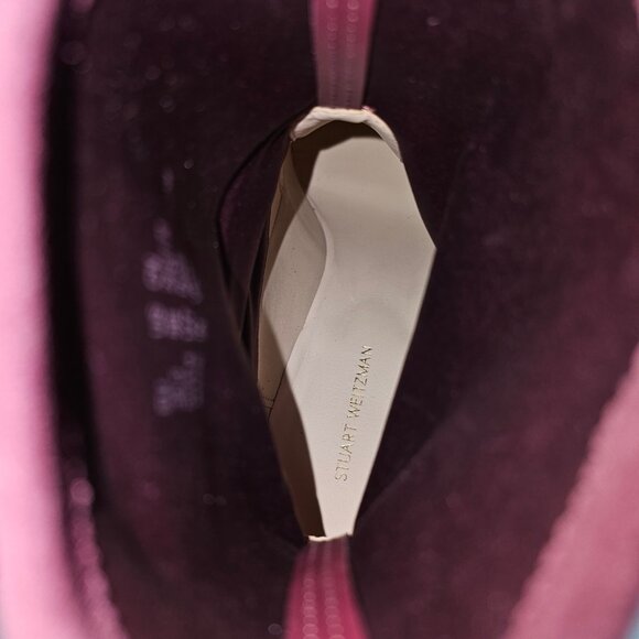 NEW Stuart Weitzman Allshine Ankle Boot Size 8 Wine Red Suede Sock Jewel Heel - Picture 10 of 13